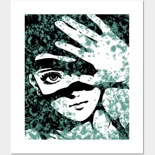 Punk Fashion Style Retro Green Glowing Girl Posters and Art